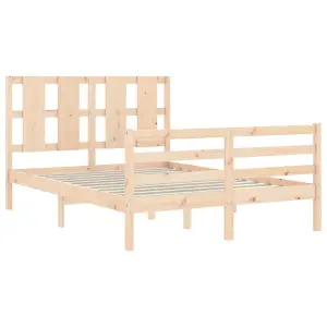 Berkfield Bed Frame with Headboard Small Double Solid Wood