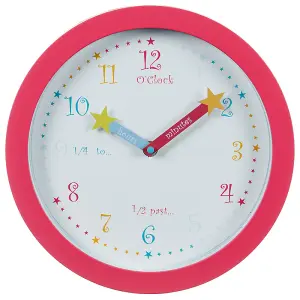 Children's Bedroom Nursery Learn To Tell The Time Clock Easy to Read Boy Girl 357609 - Pink