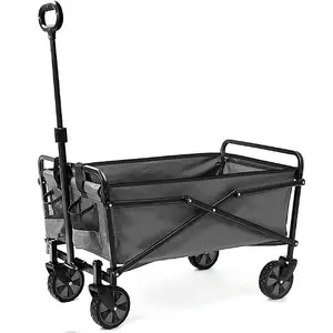 Wadan Grey Garden Trolley on Wheels - Heavy Duty Folding Cart Trolley with Adjustable Handle and 80Kg Weight Capacity