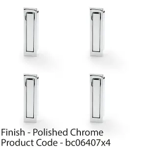 4 PACK - Flush Sliding Pocket Door Pull Handle - Polished Chrome 70mm x 19mm Finger Edge