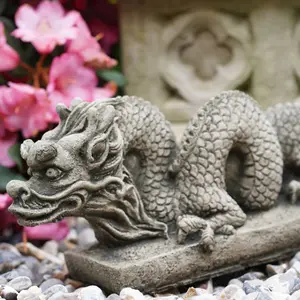 Feng Shui Dragon Stone Statue Oriental Chinese Asian Dragons Outdoor Garden