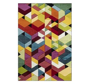 Abaseen Multicoloured Rug 160x230cm  Large Rug Living Room Rugs Modern Rectangular Short-Pile