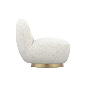 Langham Swivel Chair - Boucle Fabric - L86 x W76 x H78 cm - Ivory - Fully Assembled