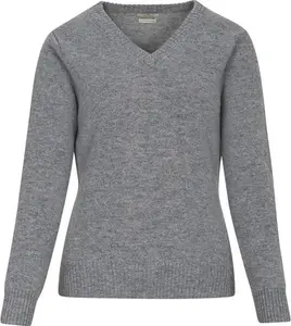 House Of Bruar Ladies Lambswool V Neck - Light Grey