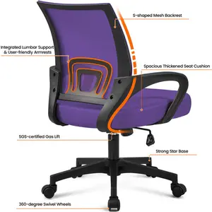 Mid-Back Mesh Swivel Office Chair Purple