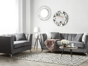 Beliani Modern Velvet Sofa Set Grey GAULA