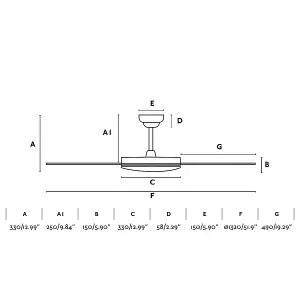 Luminosa Saona LED Ceiling Fan 123cm White Ceiling Fan 5 Blades 24W