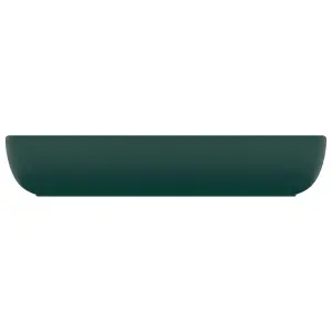 Berkfield Luxury Basin Rectangular Matt Dark Green 71x38 cm Ceramic