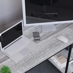 Vida Designs Brooklyn Grey Desk with 2 Shelves Sturdy Computer Office Desk