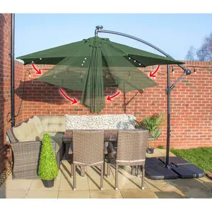 Apollo Banana Cantilever Parasol with Built in LED Lights Green