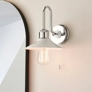 Luminosa Fiumicino Bathroom Metal Wall Lamp, Chrome Plate, Gloss White, IP44