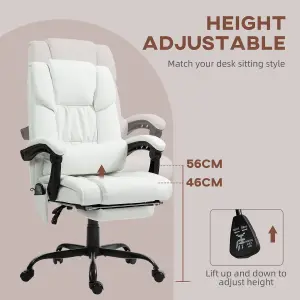 Vinsetto PU Massage Office Chair Height Adjustable Computer Chair White