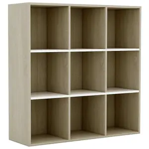 Berkfield Book Cabinet White and Sonoma Oak 98x30x98 cm Engineered Wood