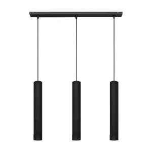 Luminosa Tuba Straight Bar Pendant Ceiling Light Black 60cm