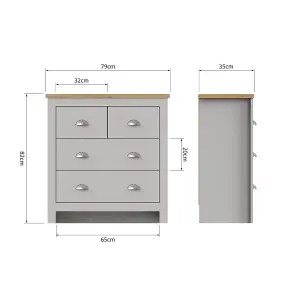 Lisbon Light Grey Bedroom Chest of Drawers 2+2 4 Drawer Storage Cabinet Furniture