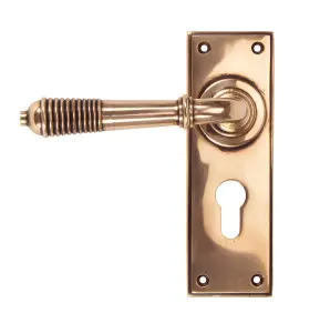 From The Anvil Polished Bronze Reeded Lever Euro Lock Set