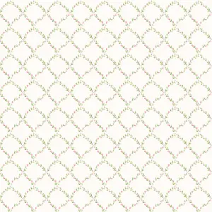 Galerie Miniatures 2 Pink Green White Small Rose Trail Smooth Wallpaper