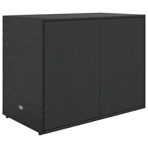 Berkfield Garden Storage Cabinet Black 100x55.5x80 cm Poly Rattan