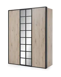 Glass Loft Hinged Wardrobe in Bordeaux Oak & Black - W1610mm H2070mm D630mm, Spacious and Elegant