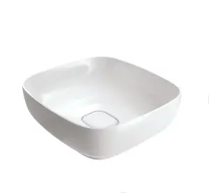 Basin Sink Countertop Cloakroom Ceramic Bowl Bathroom Square White 400mm