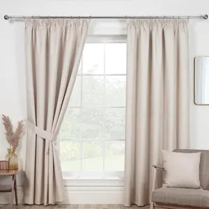 Forsman Pencil Pleat Blackout Curtains Beige / 168 W x 137 D cm