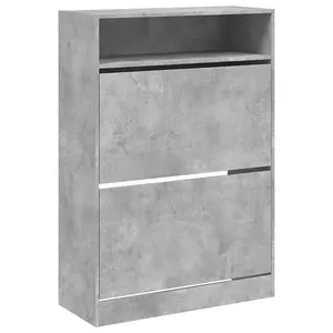 Berkfield Shoe Cabinet with 2 Flip-Drawers Concrete Grey 80x34x116 cm