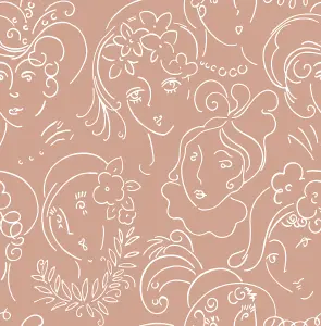 NuWallpaper NUS4543 Lovely Ladies Who Lunch Novelty Peel & Stick Wallpaper, Terracotta