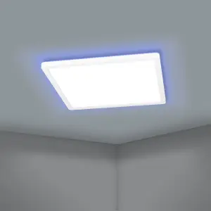 Eglo Rovito-Z Square White Plastic Smart Control Colour Changing LED Ceiling Light, (L) 29.5cm