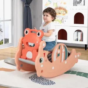 Costway 3-in-1 Kids Slide Rocking Horse Toy Set Indoor Kids Rocking Sliding Climbing Toy