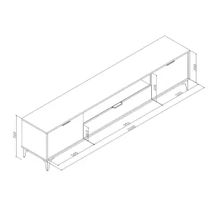 TV Unit 200cm Luxury Modern Stand Black High Gloss