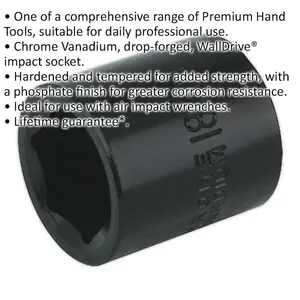 Premium 18mm Forged Impact Socket - Durable Chrome-Vanadium 3/8 Inch Drive Tool