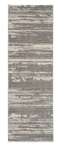 Grey Ivory,Modern Abstract Easy to clean Rug for Bedroom & Living Room-66 X 229cm (Runner)