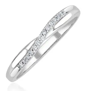 Lab Diamond Half Eternity Wave Ring 0.05Ct In 925 Silver