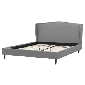 Fabric EU King Size Bed Grey COLMAR