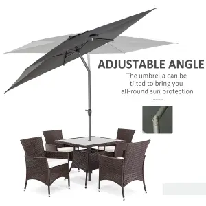 Outsunny 2.58m Aluminium Garden Parasol Sun Umbrella Angled Canopy Grey