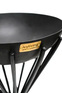 Outdoor Tall Metal Dakota Fire Pit in Black H65Cm W38Cm