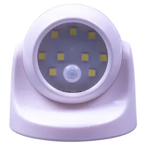 White Battery Powered PIR Motion Sensor LED Security Light - 85 Lumen Outdoor Garden Wall Mounted Lighting - H9 x W9 x D9cm