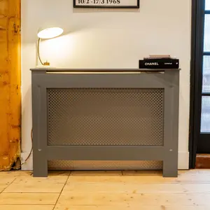 Matt Grey Diamond Radiator Cover - Medium