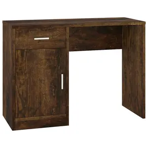 Berkfield Desk with Drawer&Cabinet Smoked Oak 100x40x73 cm Engineered Wood