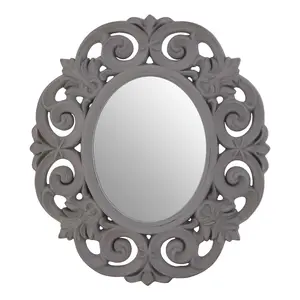 Interiors by Premier Antique Grey Scroll Design Wall Mirror