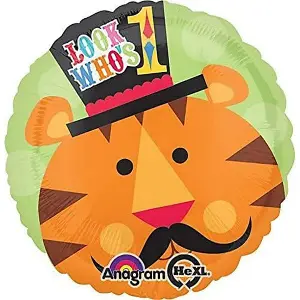 Amscan Circus Foil Tiger Happy Birthday Balloons Orange/Green (One Size)