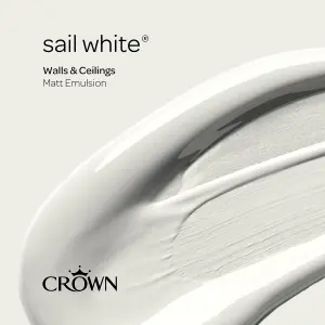 Crown Walls & Ceilings Matt Emulsion Paint Sail White - 5L