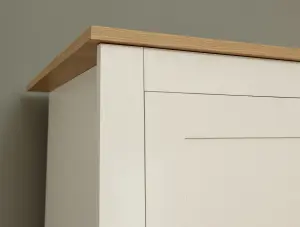 GFW Lancaster 3 Door 2 Drawer Wardrobe Cream