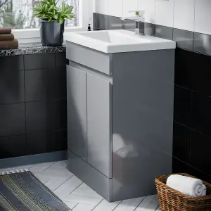 Nes Home Alaska Grey 600 mm Freestanding Basin Vanity Unit