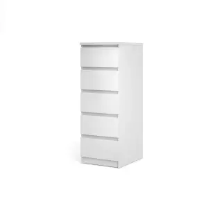 Esla High gloss white 5 Drawer Chest of drawers (H)1100mm (W)400mm (D)500mm