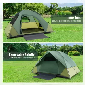 Costway 2-person Camping Tent Outdoor Portable Double-layer Tent w/ Removable Rain Fly