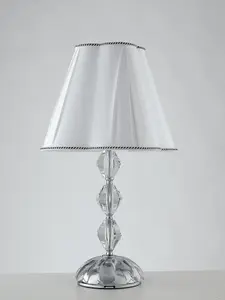 Luminosa RIFLESSO Table Lamp with Round Tapered Shade Chrome, Crystal 40x65cm