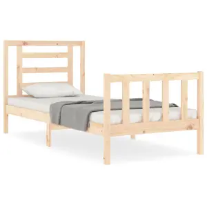 Berkfield Bed Frame with Headboard 90x200 cm Solid Wood