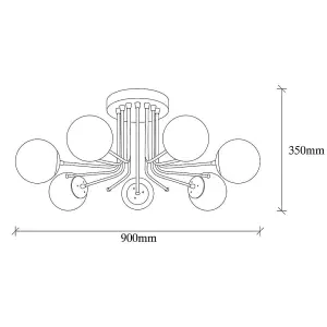 Luminosa Model 12 Deco 7-light Ceiling Lamp Golden