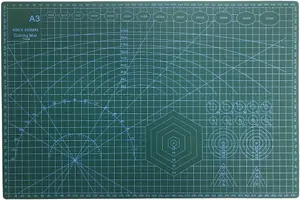 Self Healing Rectangular Green A3 Cutting Mat - Anti-Slip Blade-Resistant Core with Metric Grid Lines Universal Mat